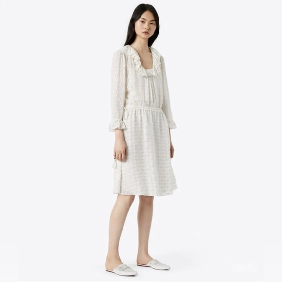Tory Burch “Jasmine” Dress Gorgeous Ruffled Collar Small Floral Dress & Slip - Picture 1 of 10